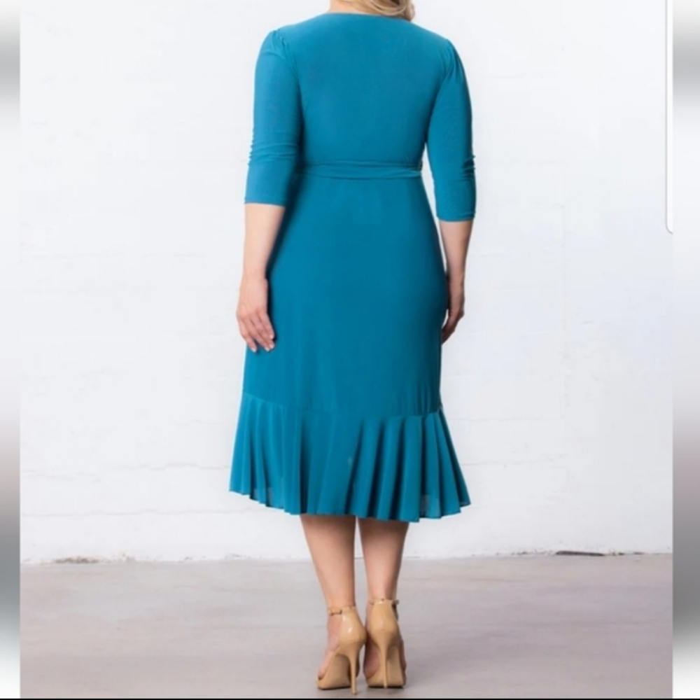 Kiyonna Plus Size Whimsy Wrap Dress Midi - Picture 2 of 9